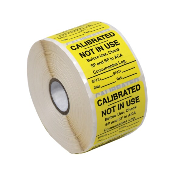 Nevs CALIBRATED-NOT IN USE Before use check SP SF in ACA Log 2"x2"YEL w/blk L-0490 - main